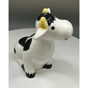 One Ceramic Cow Pepper Shakers Black and White Farmhouse Country Decor